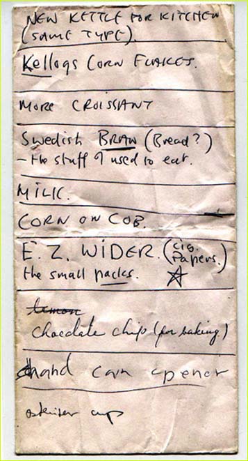 absolute elsewhere the spirit of john lennon grocery list handwritten grocery list